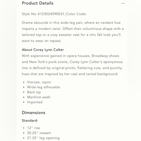 Anthropologie Wide Leg Green Dramatic Trousers - Picture 10 of 10